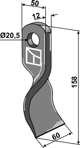 Slagle kniv vredet 158x50mm