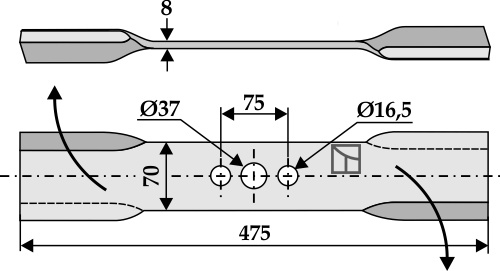 Kniv 475mm - højre