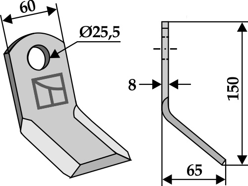 Y- kniv 150x60mm
