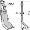 Y- kniv 225x60mm