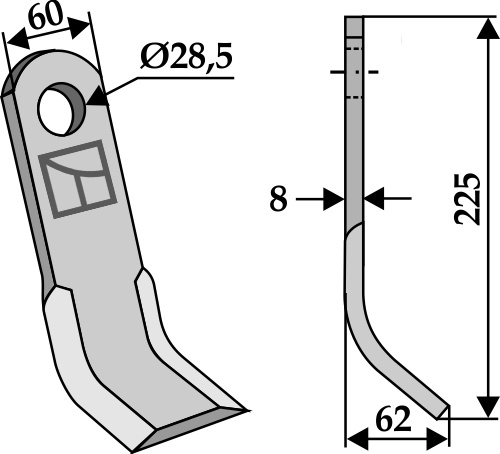 Y- kniv 225x60mm