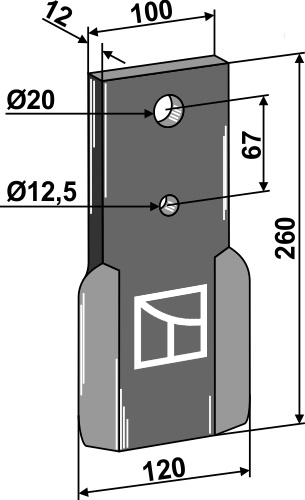 Modskærkniv 260x100mm