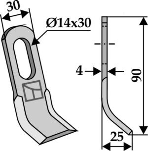 Y- kniv 90x30mm
