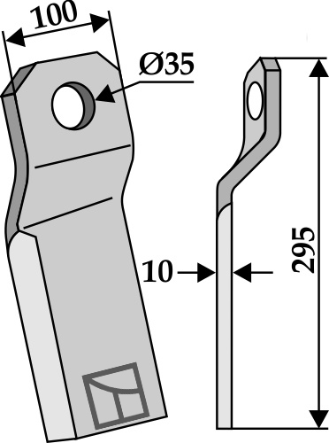 Bio kniv drejet 195x100mm, kort - højre