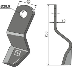 63-ind-2335r Kniv 230x80mm højre