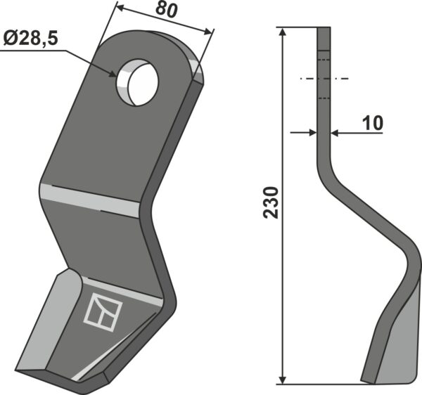 Kniv 230x80mm højre