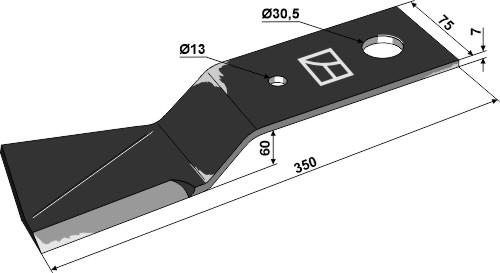 Slagle 350x75mm - venstre