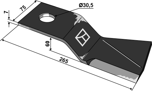 Slagle 265x75mm - højre