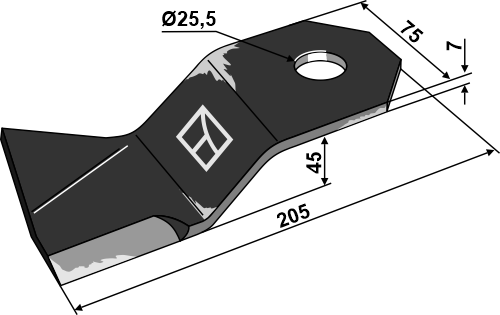 Slagle 205x75mm - venstre