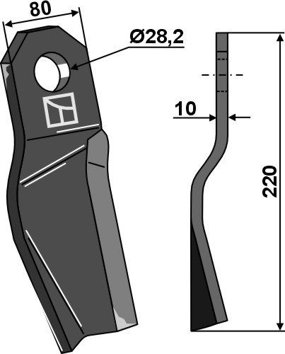 Bio kniv 220x80mm, venstre