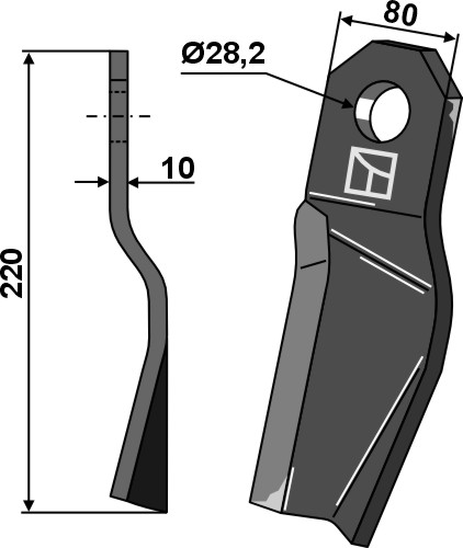 Bio kniv 220x80mm, højre