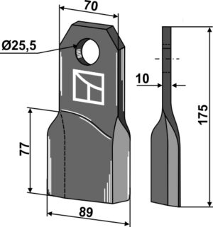 Bio kniv 175x70mm, venstre