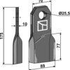Bio kniv 175x70mm, højre