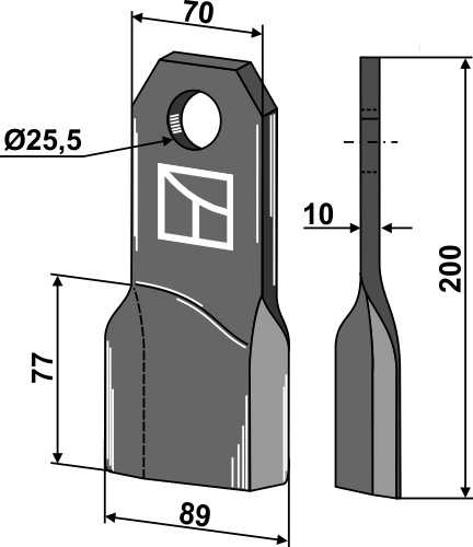 Bio kniv 200x70mm, venstre