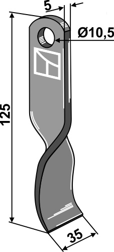 Slagle kniv vredet 125x35mm