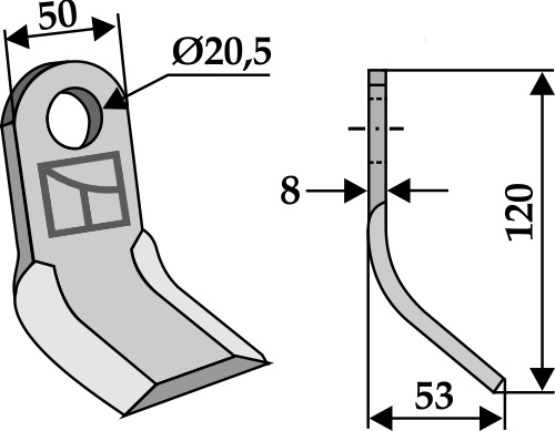 Y- kniv 120x50mm