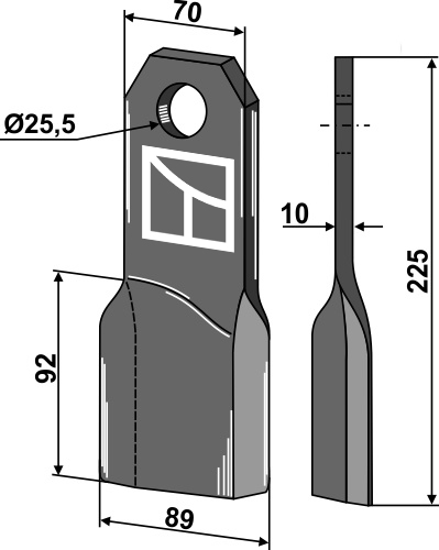 Bio kniv 225x70mm, venstre
