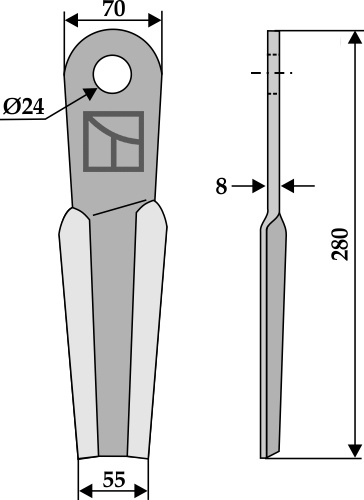 Slagle 280x70mm - højre