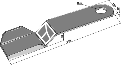 Kniv 650x100mm højre