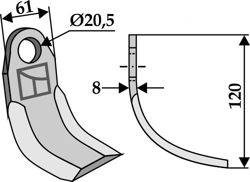 L - kniv 120x61mm