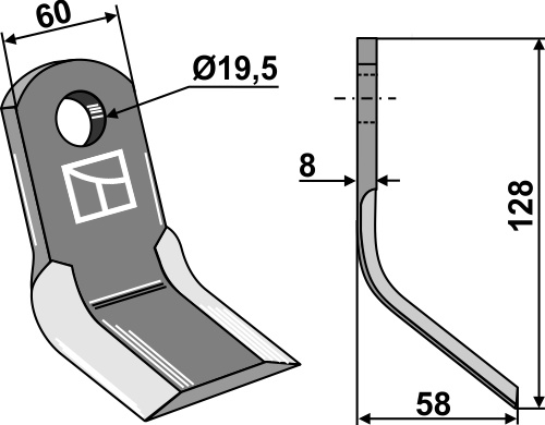 Y-kniv 128x60mm