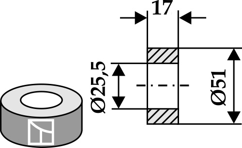 Bøsning 17xØ25,5xØ51
