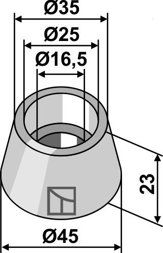 Bøsning 23xØ16,5xØ45