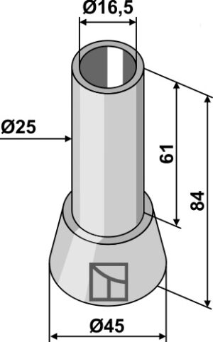 Bøsning 84xØ16,5xØ45