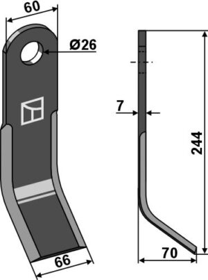 Y-kniv 244x60mm