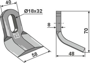Y-kniv 70x40mm