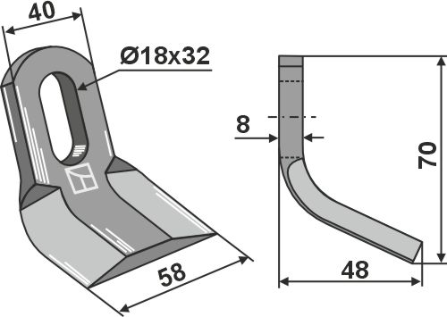 Y-kniv 70x40mm