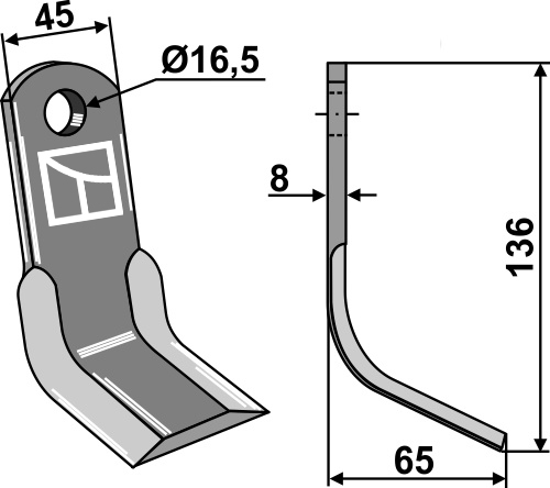 Y- kniv 136x45mm