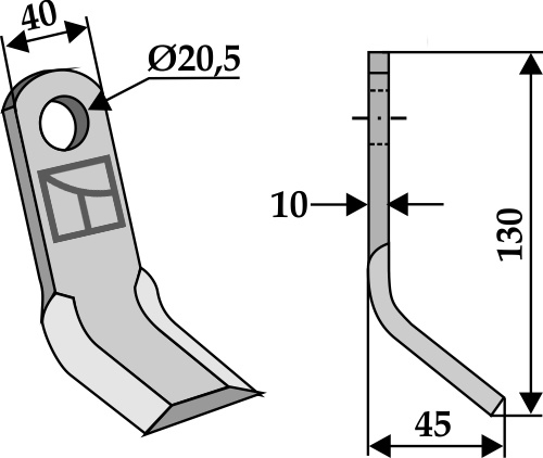 Y- kniv 130x40mm