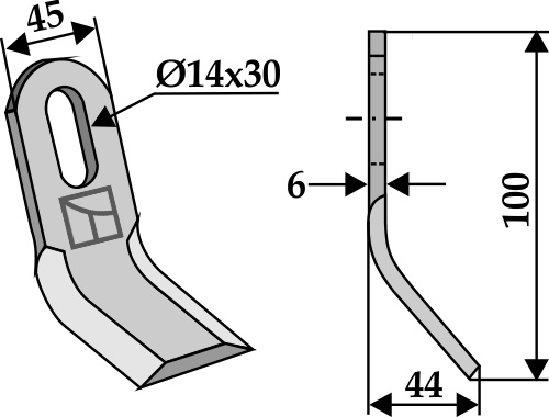 Y- kniv 100x45mm
