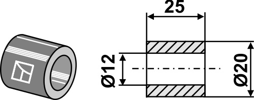 Aluminiums bøsning 25xØ12xØ20