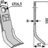 Y- kniv 180x40mm