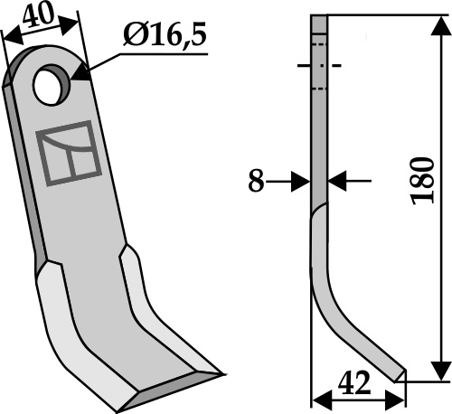 Y- kniv 180x40mm