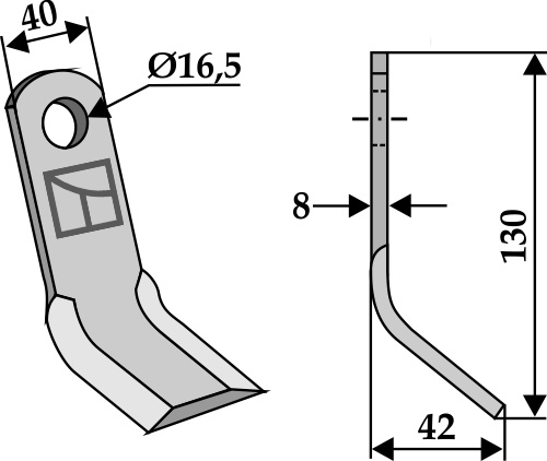Y- kniv 130x40mm