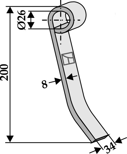 Slagle midterst 200x34mm