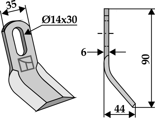 Y- kniv 90x35mm
