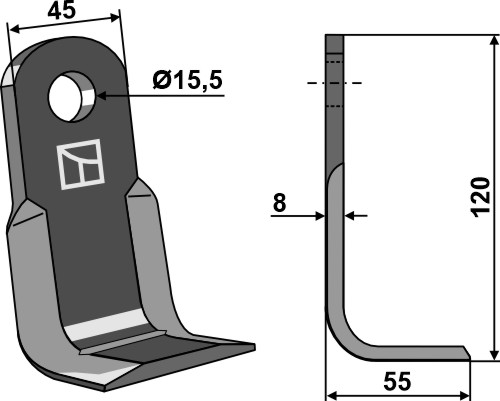 L-kniv 120x45mm
