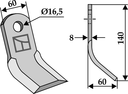 Y- kniv 140x60mm