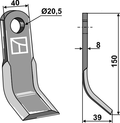 Y- kniv 150x40mm