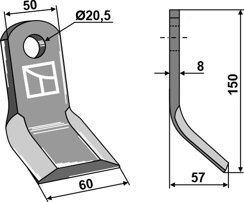 Y- kniv 150x50mm