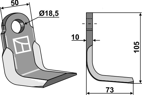L-kniv 102x50mm