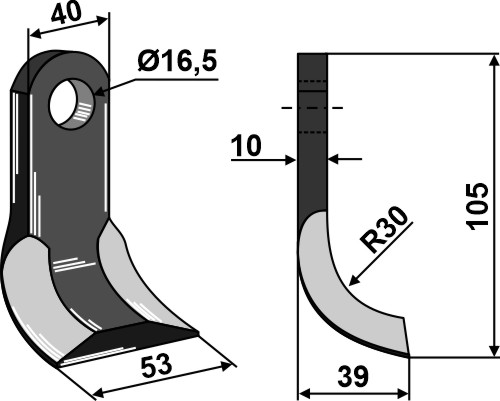 Y- kniv 105x40mm