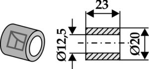 63-per-61 Bøsning 23xØ12,5xØ20