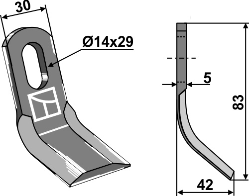 Y- kniv 83x30mm
