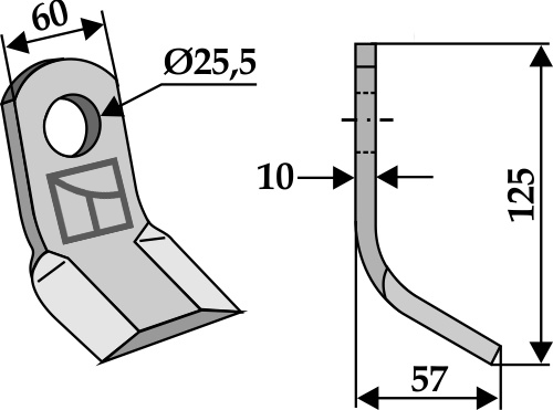 Y- kniv 125x60mm