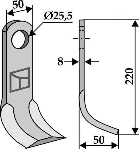 Y- kniv 220x50mm